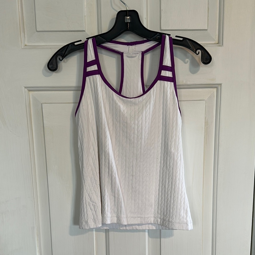 Wimbledon white and purple tank size P